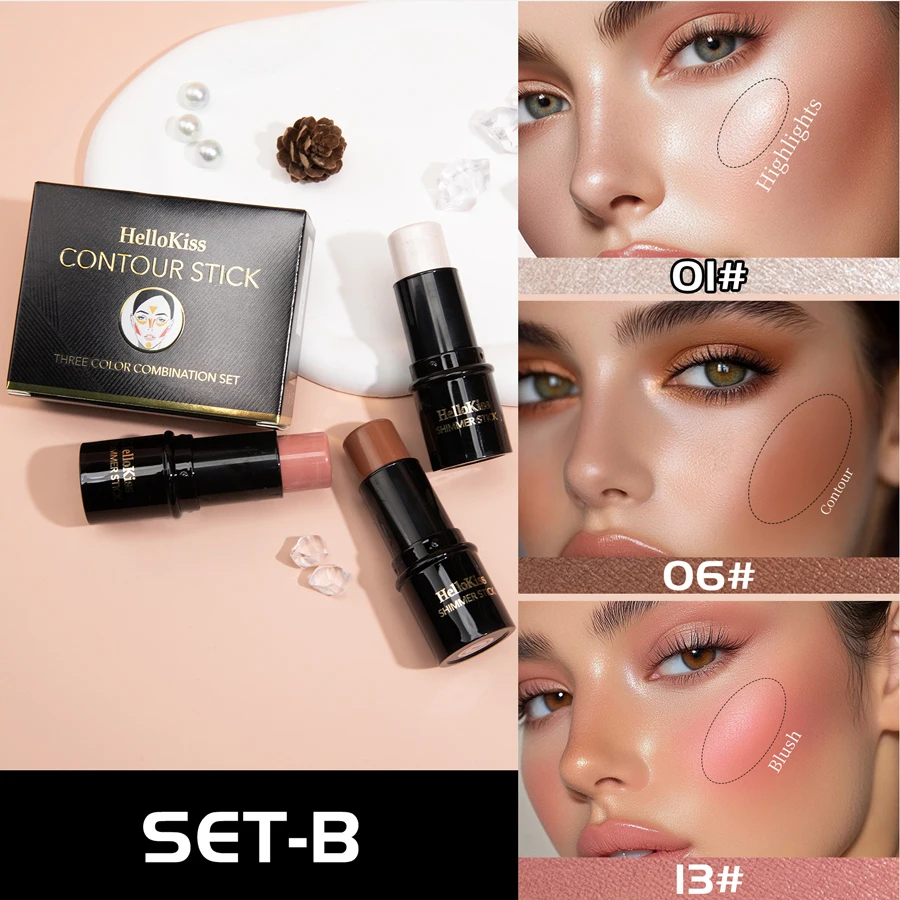 Rosto contorno bronzer vara rosto iluminar iluminador barra shimmer iluminador blush vara corretivo creme maquiagem cosméticos