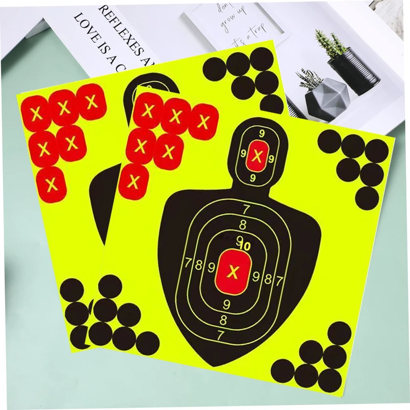 Half-Length Humanoid Shooting Target Paper, adesivo fluorescente, Apontando arma, rifle, pistola, 8 Polegada, 10pcs