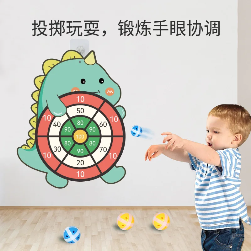 

Montessori Children's Target Throwing Darts Sticky Ball Set Indoor And Outdoor Educational Toys Baby Cartoon Height Stickers Toy