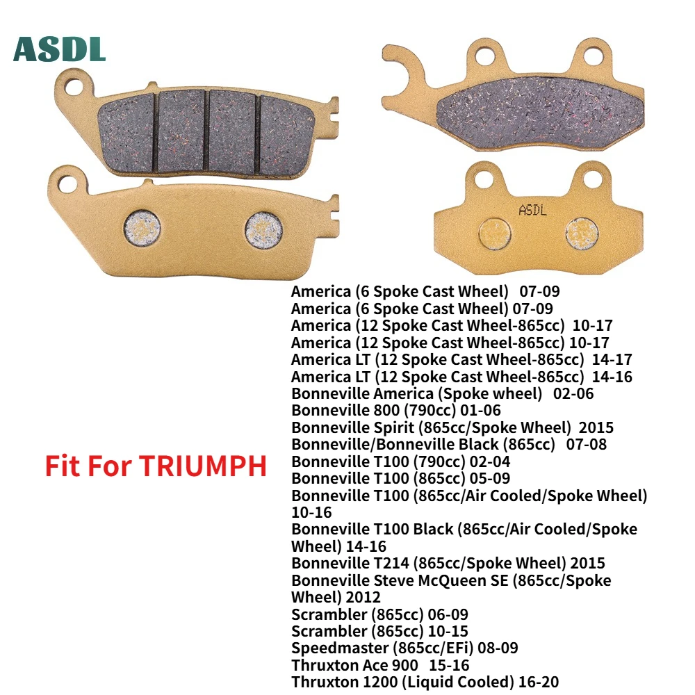 For TRIUMPH Motorcycle Front Rear Brake Pads America Bonneville Spirit Scrambler Speedmaster Thruxton 800 900 T100 T214 1200