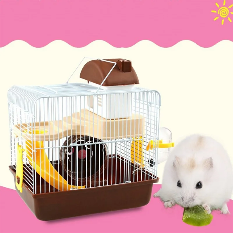 

Hamster Rodent Cage With Slide bedroom Double Layer Guinea Pig Nest Golden Bear House Chinchilla Hedgehog Castle Pet Product