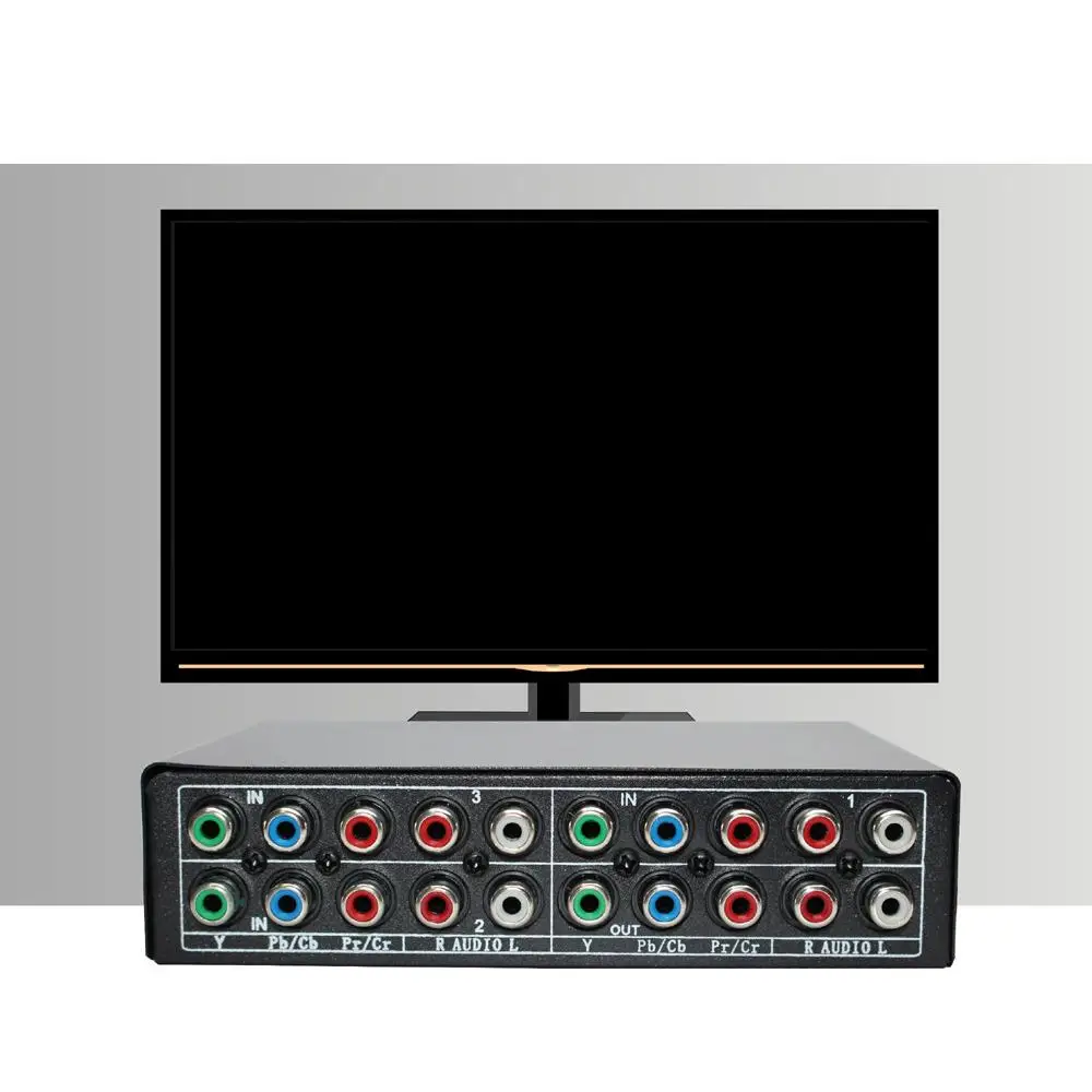 3 in 1 Out Component AV Video Switch Box, Ypbpr for Gaming TV Top Boxes Plug & Play