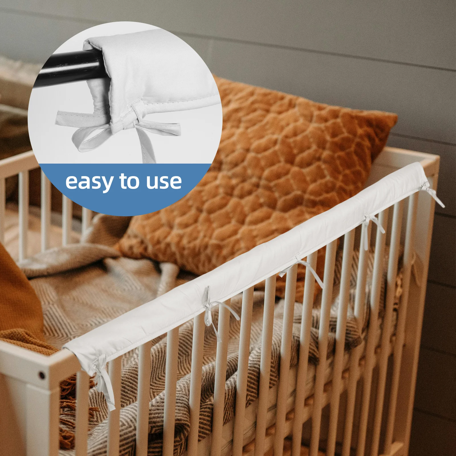 

Soft Baby Crib Cover Anti-Collision Protector Simple Design Easy Install Safe Comfortable Teething Covers