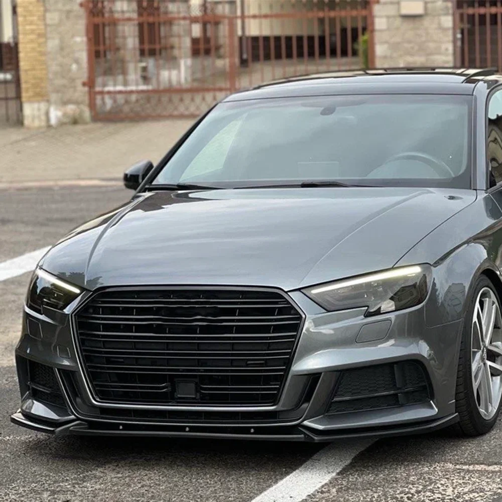For Audi A3 8V S-line S3 2017 2018 2019 2020 Saloon / Sportback Car Front Bumper Lip Diffuser Splitter Bodykit Tuning view 6