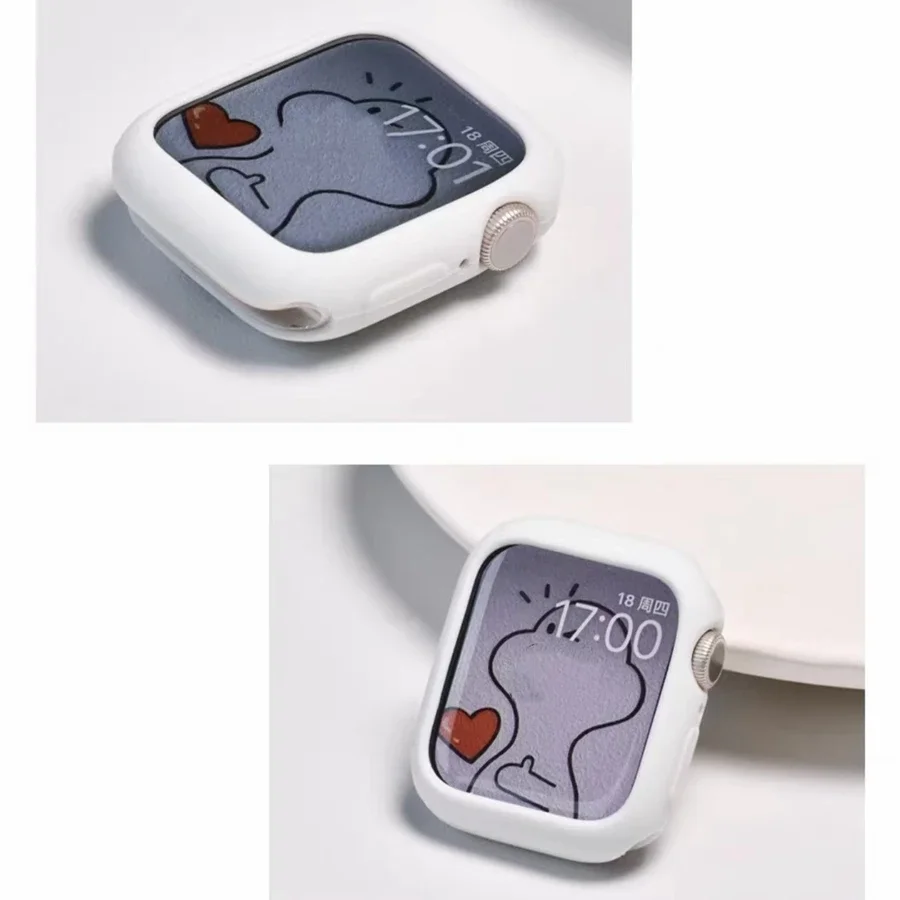 Bonita funda protectora de silicona serie blanca Ultra 10/9/8/7/6/ 38mm funda para Apple Watch 40mm 41mm 42mm 44mm 45mm 46mm 49mm