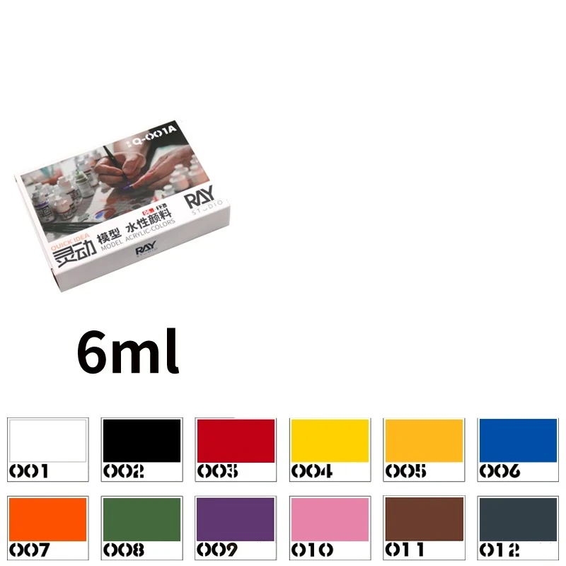 6 ML/10 ML Model Verf op Waterbasis 12 Kleuren Set Handgemaakt DIY BJD Pop Make-up Veranderen Auto Assembleren 3D Print Model Kleurverf