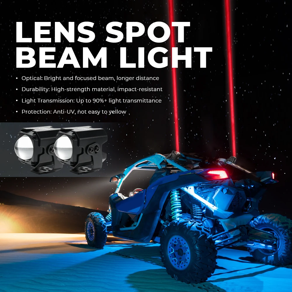 Whip Lights For 1.5''-2'' Tube Clamp Kit For Can-Am Maverick X3 Compatible with Polaris RZR Spot Beam Pod Light for Side by Side