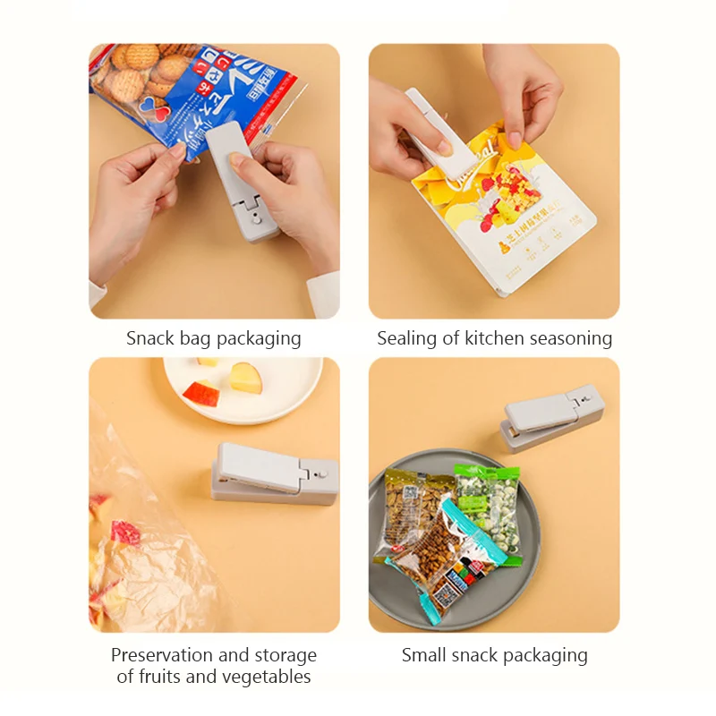 2 IN 1 USB Chargable Mini Bag Sealer Heat Sealers With Cutter Knife Rechargeable Portable Sealer For Plastic Bag Food Storage