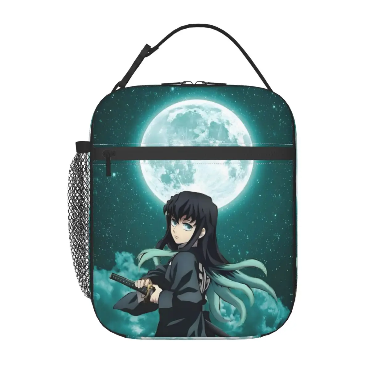 Custom Demon S-Slayer Thermal Insulated Lunch Bag Muichiro Tokito Portable Lunch Container for Outdoor Picnic Storage Food Box view 2