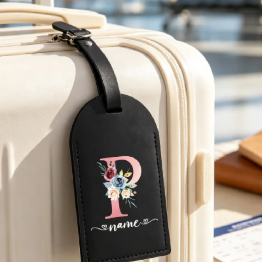 Custom Name Leather Luggage Tag, Personalized Suitcase Baggage Label, Travel Accessory Gift for Mother's Day & Wedding