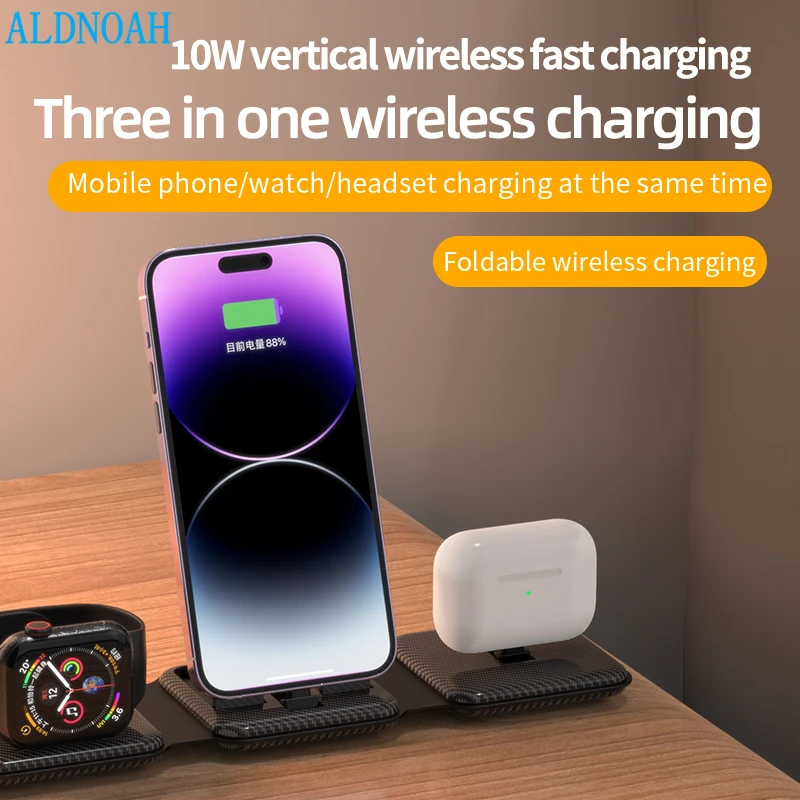 

New 3 In 1 Wireless Charger Stand Foldable For iPhone 14 13 12 11 XS XR X 8 Airpods Pro iWatch 8 7 6 Fast Charging Dock Station