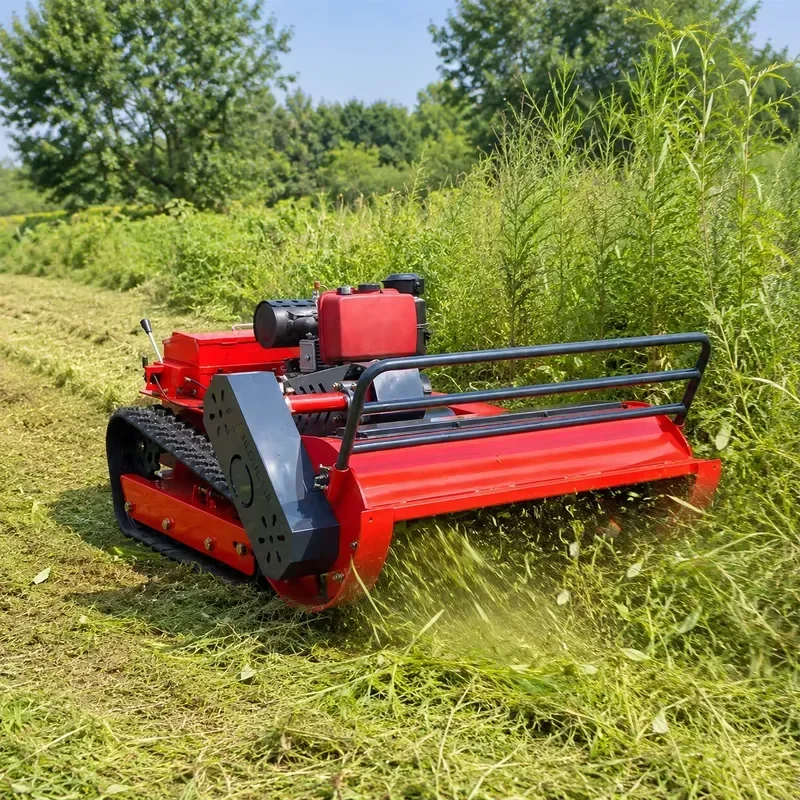 Heavy Diesel Engine Remote Control Lawn Mower Crawler Flail Brush Cutter Rubber Tracks Agriculture Orchard