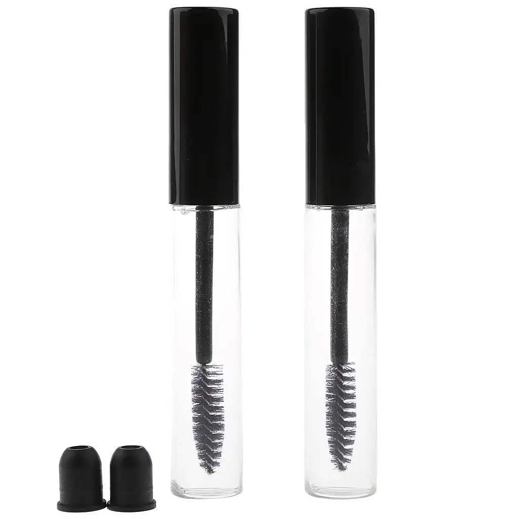 2pcs Travel Refillable Bottles, Empty Tubes with Rubber Inserts for Castor Oil, DIY Mascara Container with Cap