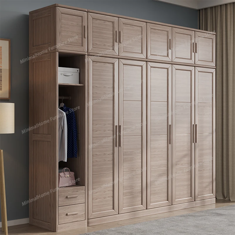 

Brown Big Wooden Wardrobe Hanging Designs Vintage Drawer Storage Clothes Cabinet Bedroom Cheap Garde Robe House Furniture