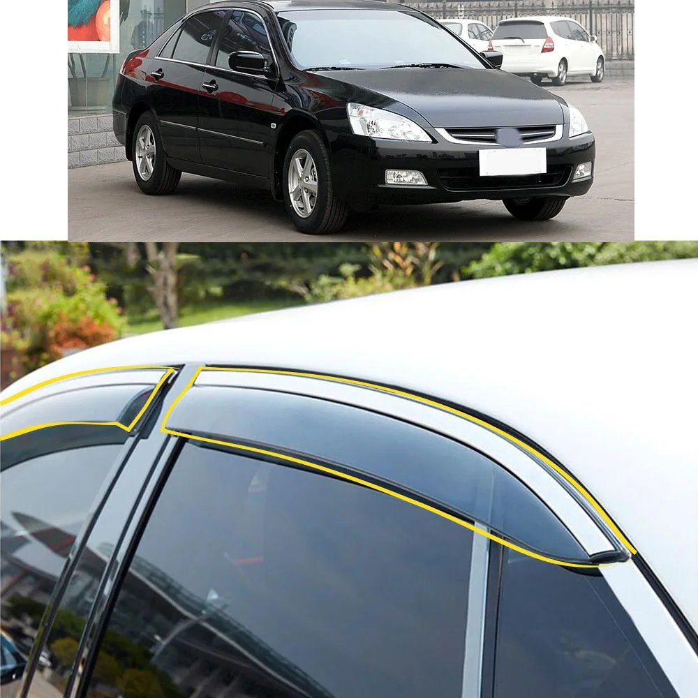 Car Body Styling Sticker Plastic Window Glass Wind Visor Rain/Sun Guard Vent Parts For Honda Accord 7th 2003 2004 2005 2006 2007