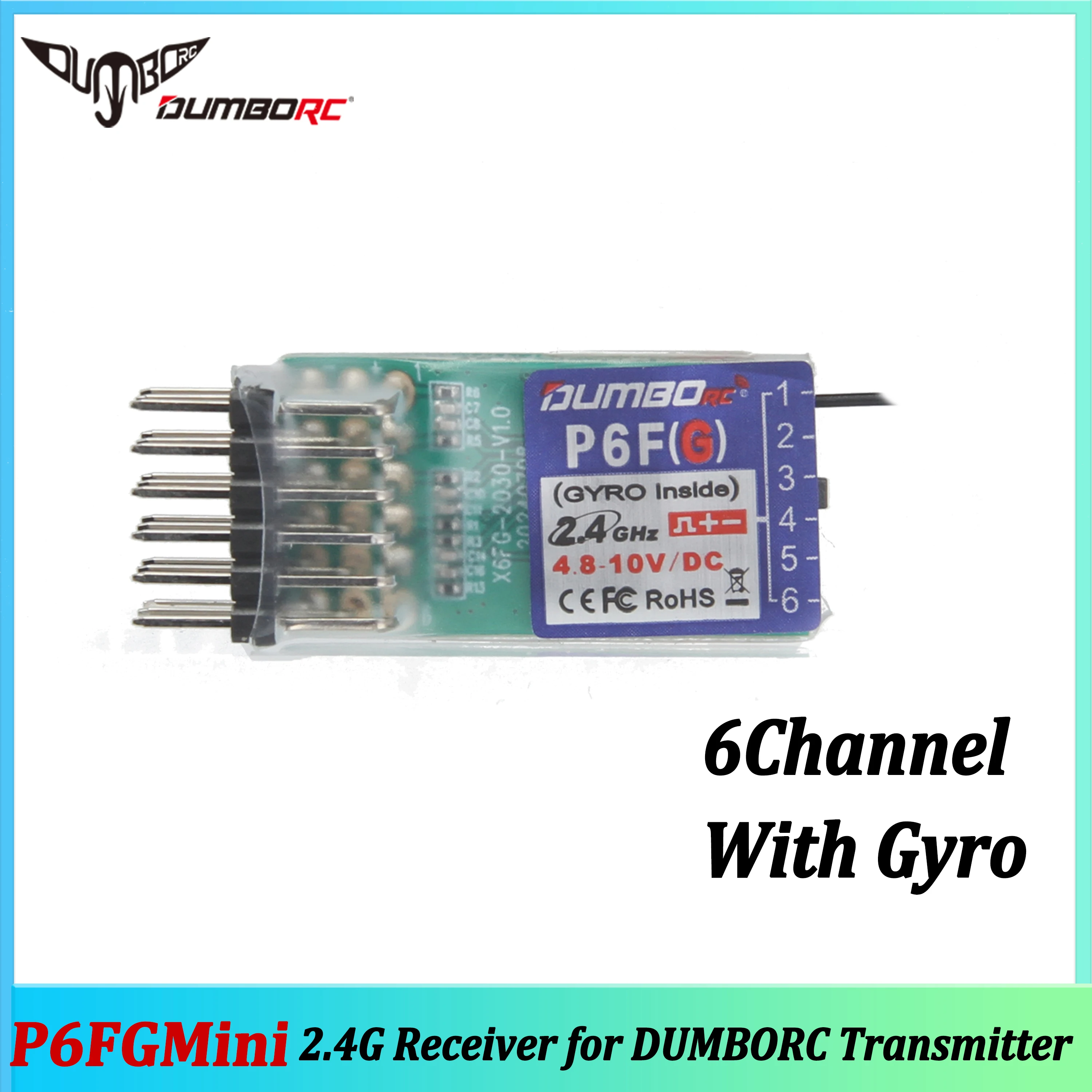 DUMBORC P6FGMini 6CH 2.4G récepteur gyroscopique pour X4 X6 DDF-350 pièces d'émetteur télécommande RC voiture chenille bateau Axial Wltoys