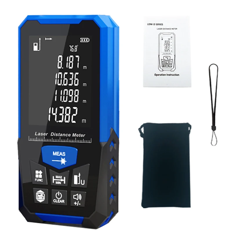 Laser Rangefinder Tape Measure Tool Distance Meter With Angle Function Bicolor Soft Adhesive Measuring Distance 50/100 M