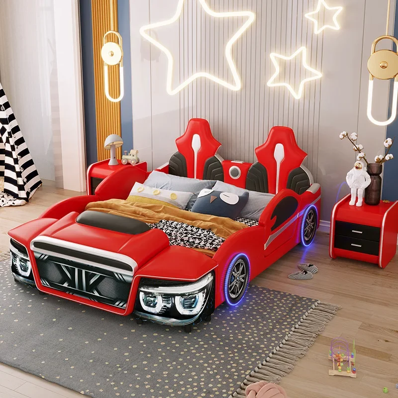 

For Wood 1-5 Meter Children's Bed Creative Cartoon Car Bed Design Boys Functional Bedroom Furniture Set Primary For Kids Room