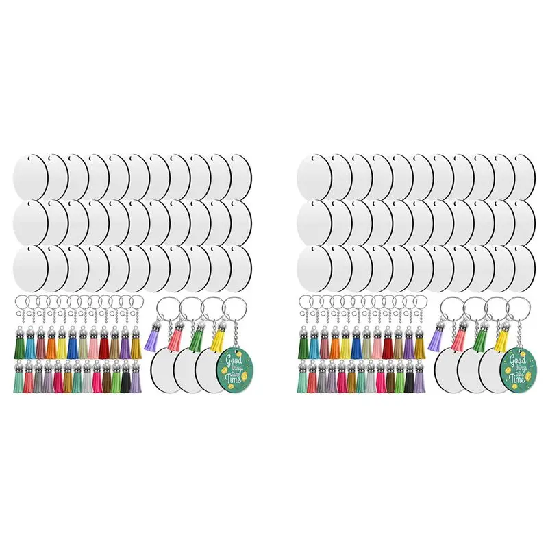 Sublimation Blanks Keychains,400 PCS 2Inch Round Sublimation Blanks Keychain Circle With Tassels,For DIY Craft Making-AT36