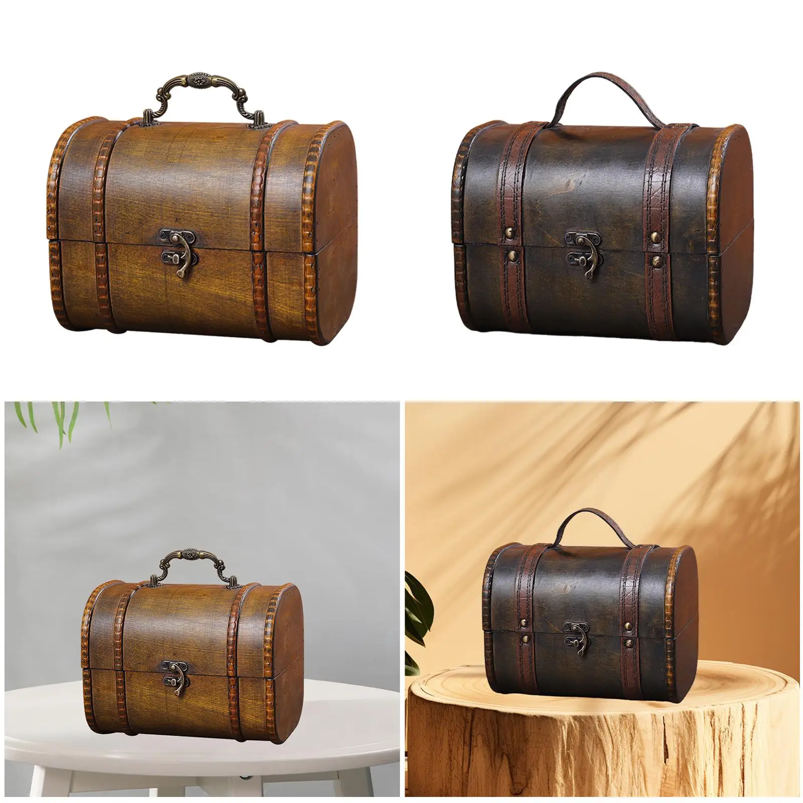 

Wooden Jewelry Box Organizer Treasure Chest Birthday Wedding Trinket Box