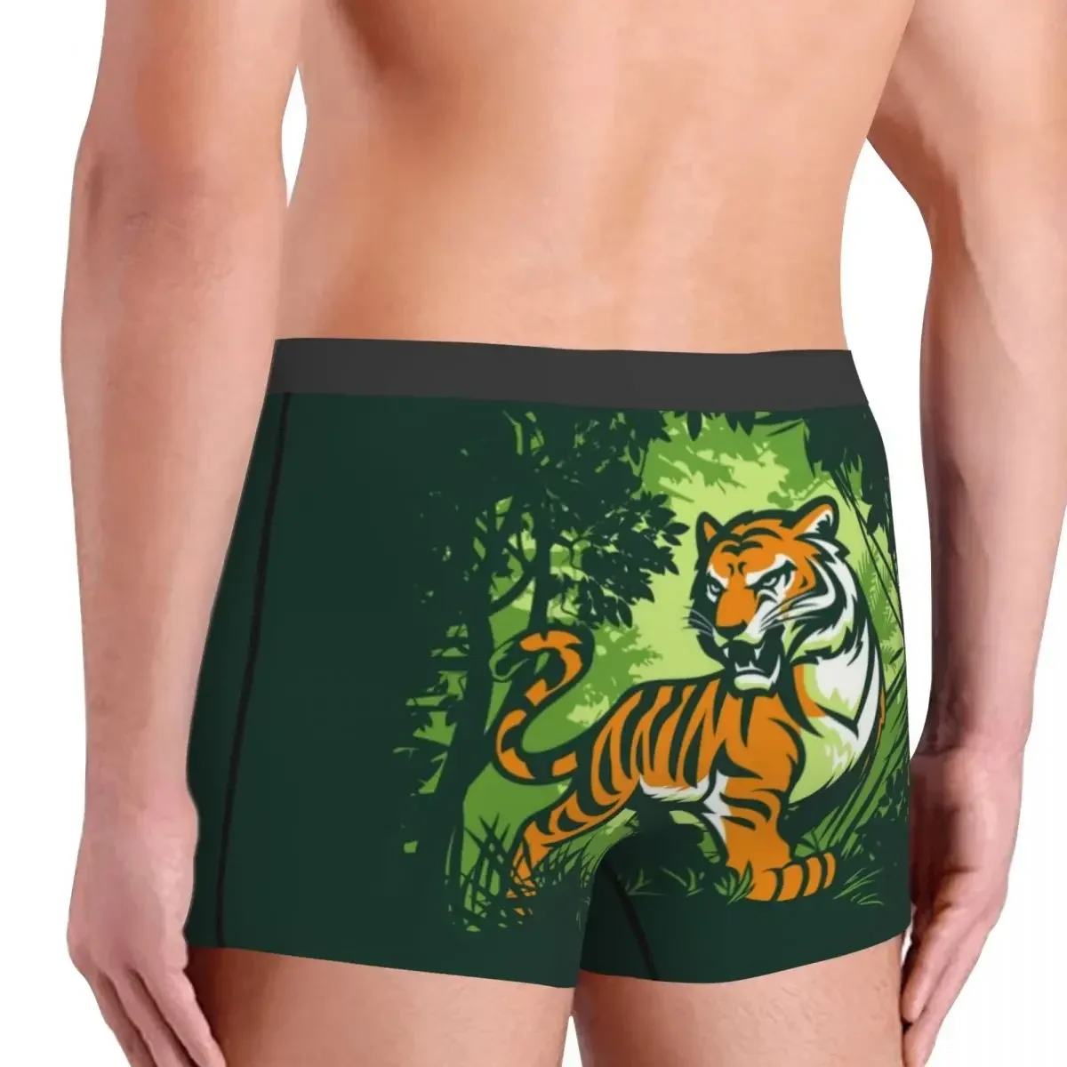 Cute Tiger Jungle Underwear para Homem, Sexy Print, Customized Forest Animal Cat Boxer Shorts, Calcinhas, Cuecas, Cuecas Macias