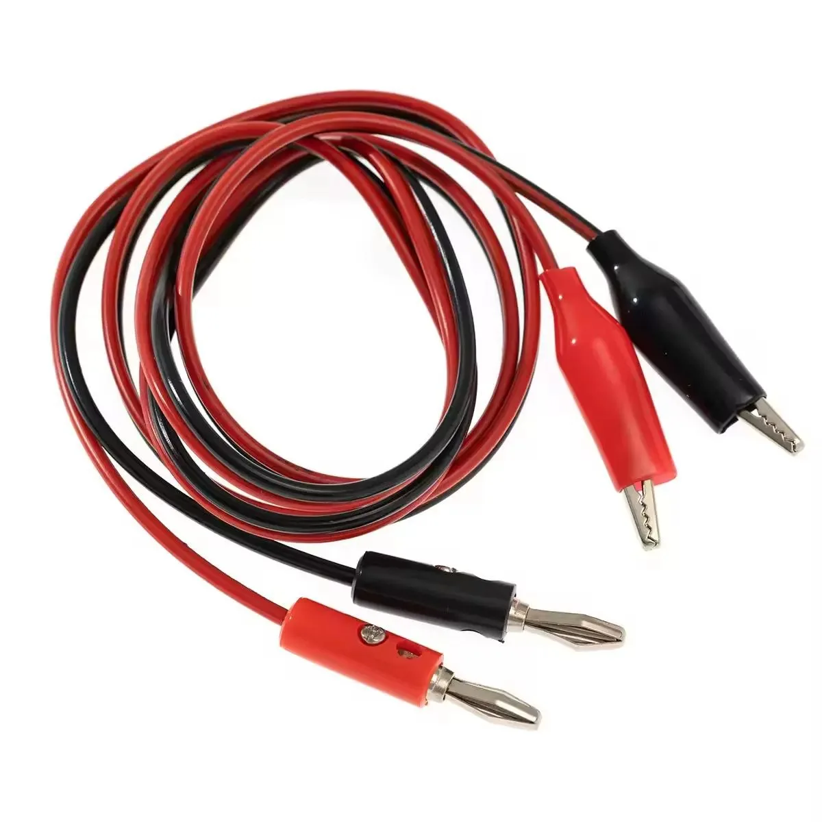 1pairs black and red 4mm Banana Plug To Shrouded Copper Electrical Clamp Alligator Clip Test Cable Leads 1M For Testing Probe