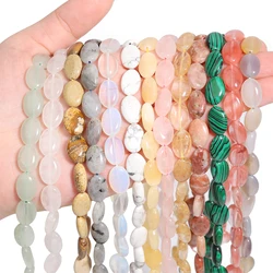 14x10mm Flat Oval Natural Stone Lapis Lazuli Quartz Onyx Opal Beads Loose Beads for Jewelry Making Diy Bracelet Accessories 15''