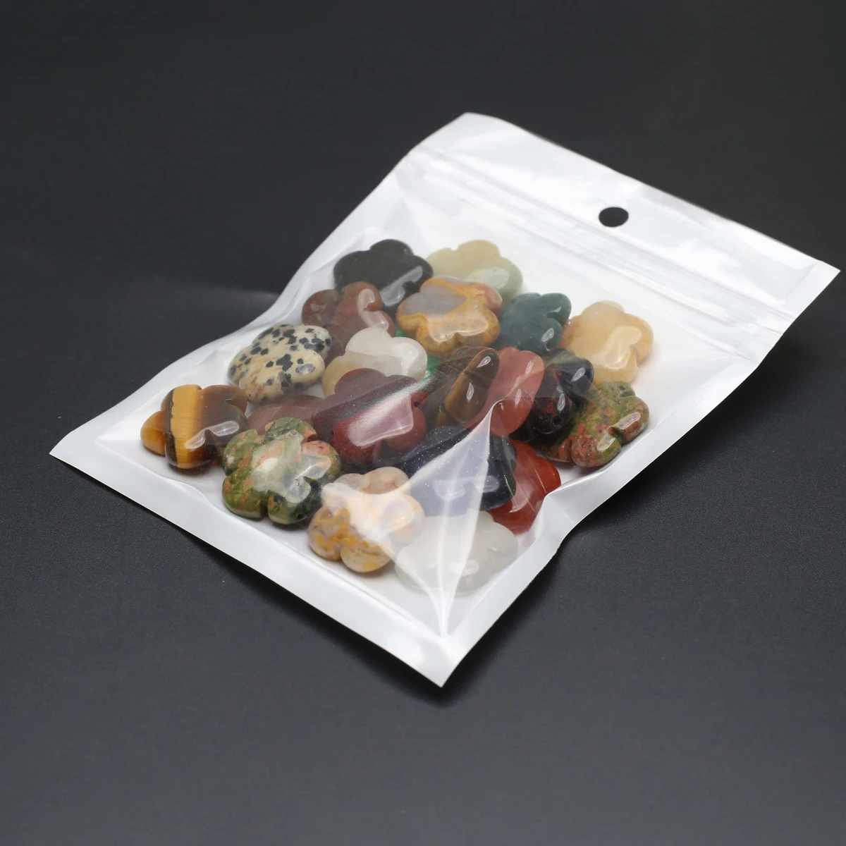 Flower Shaped Vertical Hole Beaded Natural Stone Crystal Agate Tiger Eye Stone Exquisite Jewelry Accessories DIY Necklace