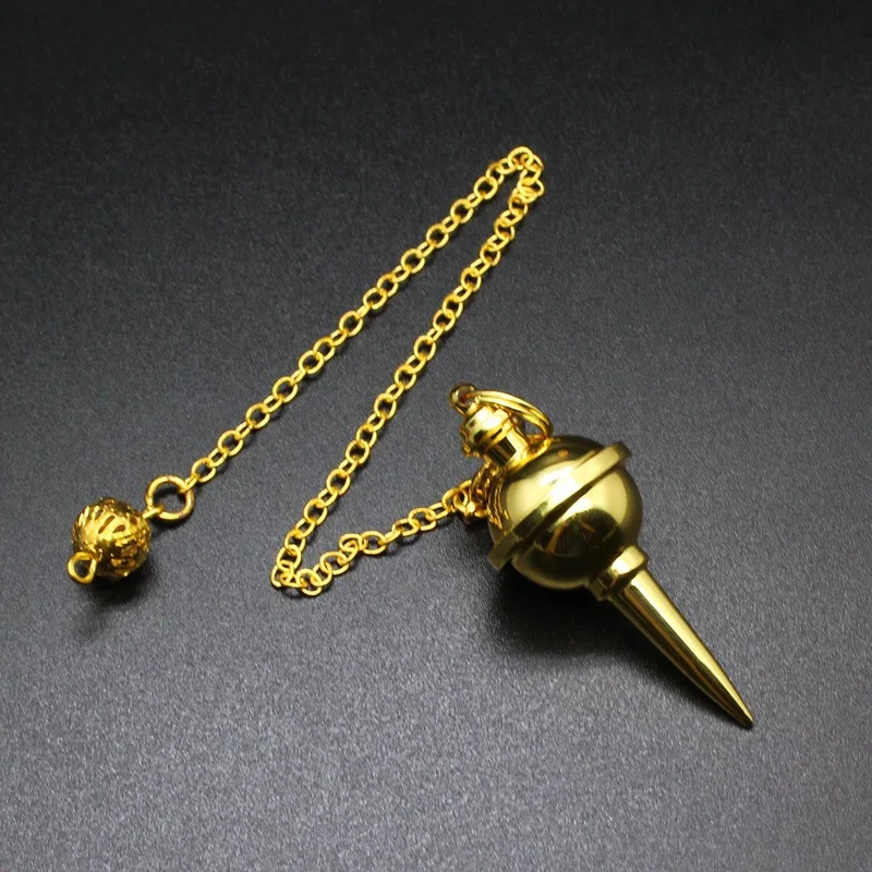 Cone Real Copper Metal Pendulum for Dowsing Divination Energy Healing Antique Pendant Pendulums Biogeometry Scrying Pendulo X086