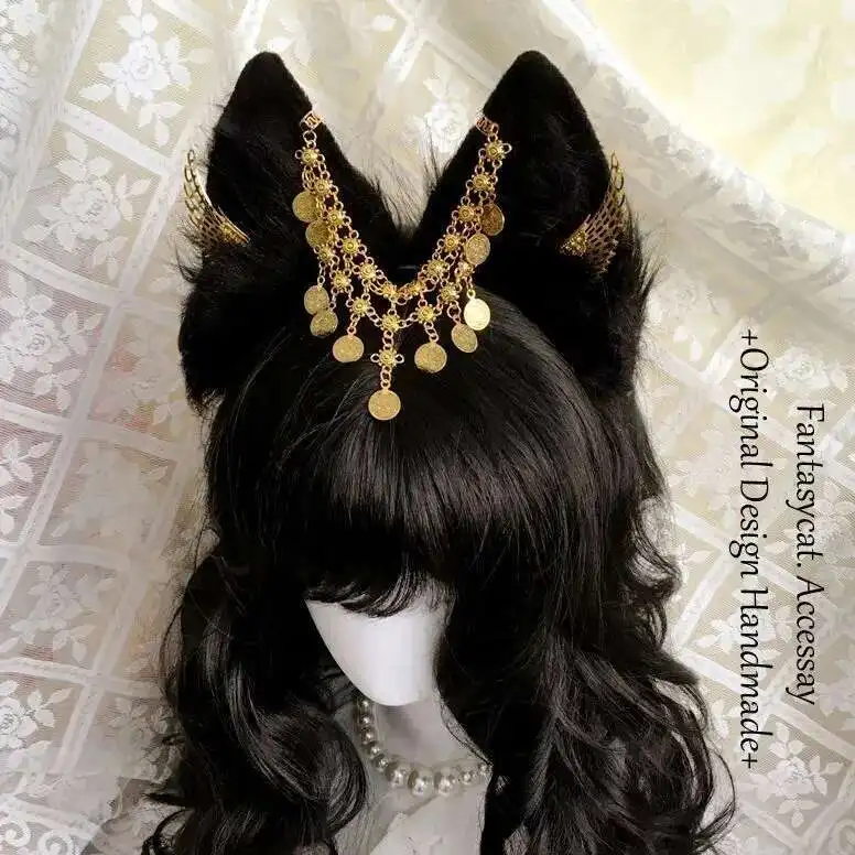 

Exotic Charm Egypt Cosp Anubis Gothic Headwear Cosplay Orcish Prop Animal-ear Hair Band Black Foreign Land Style Hallowmas