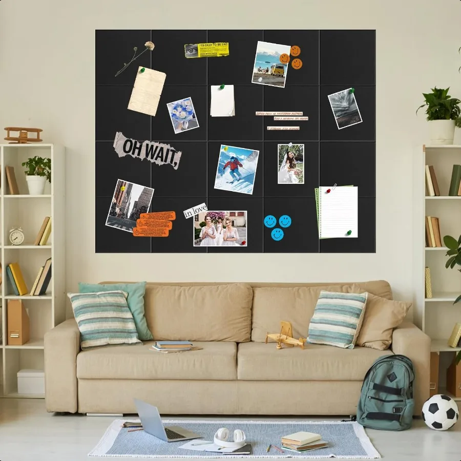 لوحة الفلين الكبيرة البديلة 20 حزمة 60 "x 48" بلاط الحائط مع علامات تبويب لاصقة آمنة قابلة للإزالة بلاط الحائط الفلين لوحة الإعلانات Ho #2