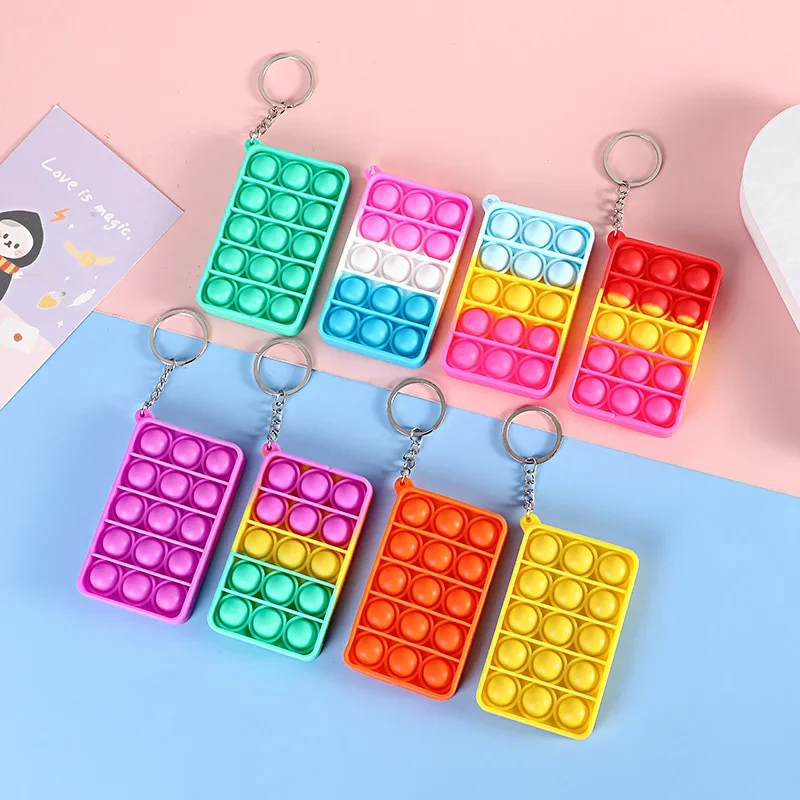 

Мини-Push Pops, декомпрессионная игрушка, силиконовый Радужный брелок, игрушки для снятия стресса, антистрессовый контроллер, развивающая игрушка