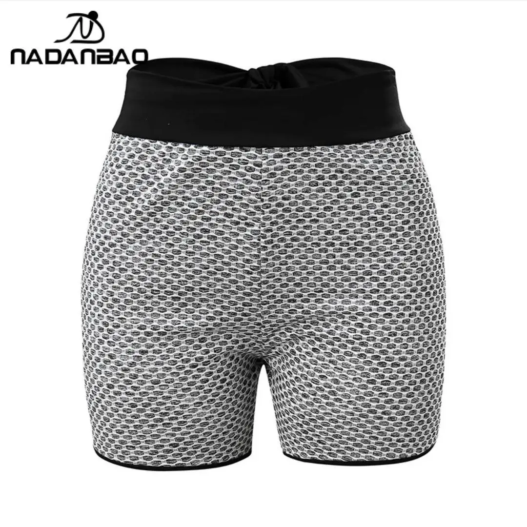 Nadanbao Sexy Checkered High Waist Peach Hip Yoga Pants Honeycomb Fitness Short… - Image 5