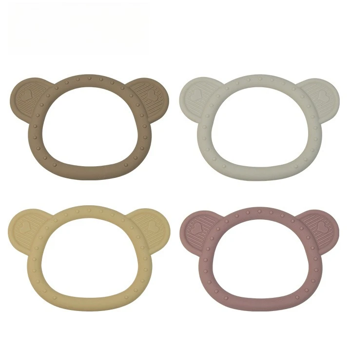 Korean ins bear baby toothpaste anti-eater hand boiled food grade silicone bite toy baby bracelet toothpaste