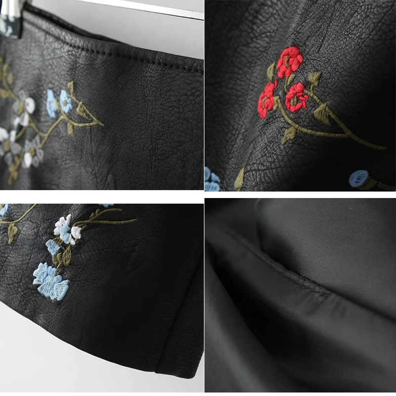 Bella Philosophy automne hiver femmes jupe femme broderie en cuir PU fermeture éclair Mini dames mode Vintage crayon