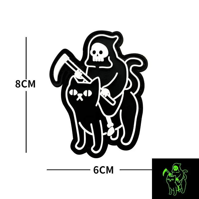 Luminous Ghost Harvester Hook&Loop PVC Patch Bear Head Tactical Patches Military Night Vision Skull Emblem Backpack Stickers