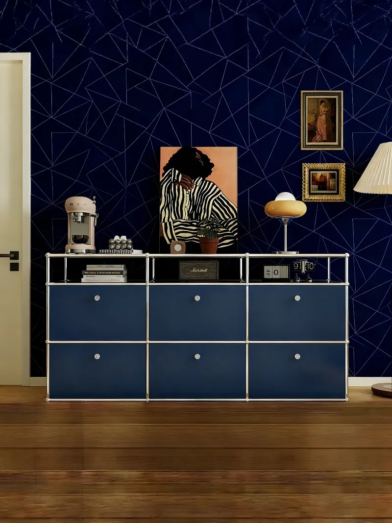 

Medieval Modular Cabinet Side Cabinet Stainless Steel Modern Simple Wind TV Storage Locker Bucket Cabinet Customization