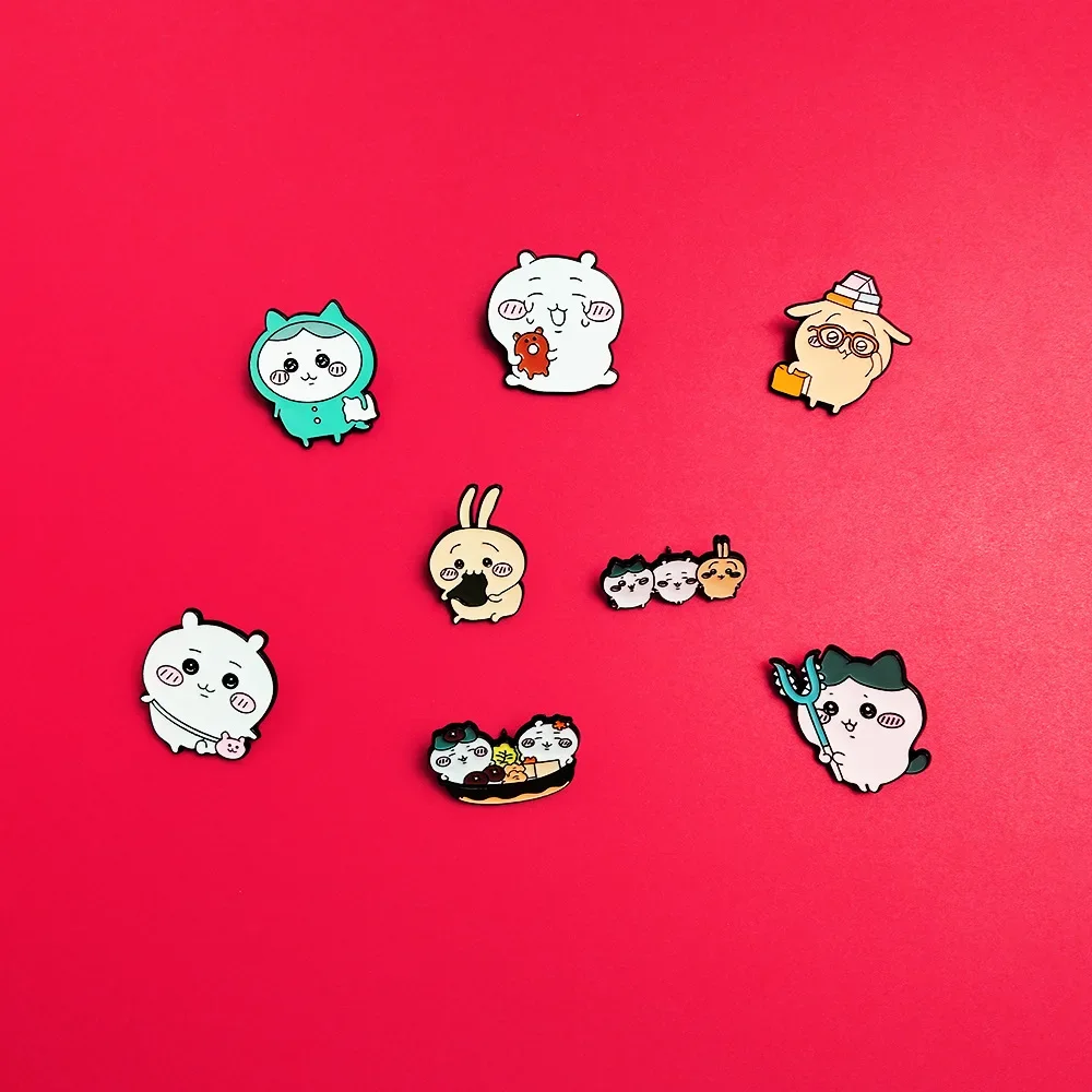 8 Stück Kawaii Chiikawa Abzeichen, niedliche kleine Glücksabzeichen, kreative Metallabzeichen für Kleidung, Hüte, Taschen, Y2k-Accessoires, Geschenke – Detail 2