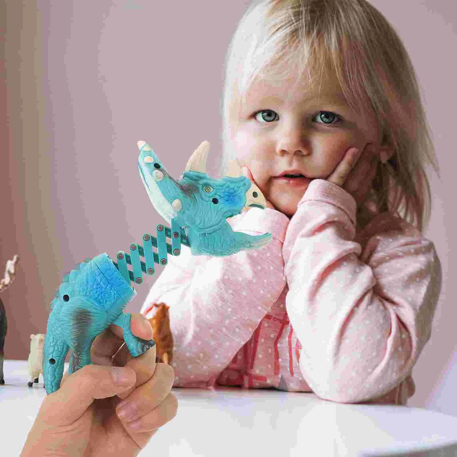 Dinosaur Spring Clip Toys Fun Prank Prop Trigger Interactive Elastic Telescopic for Kids