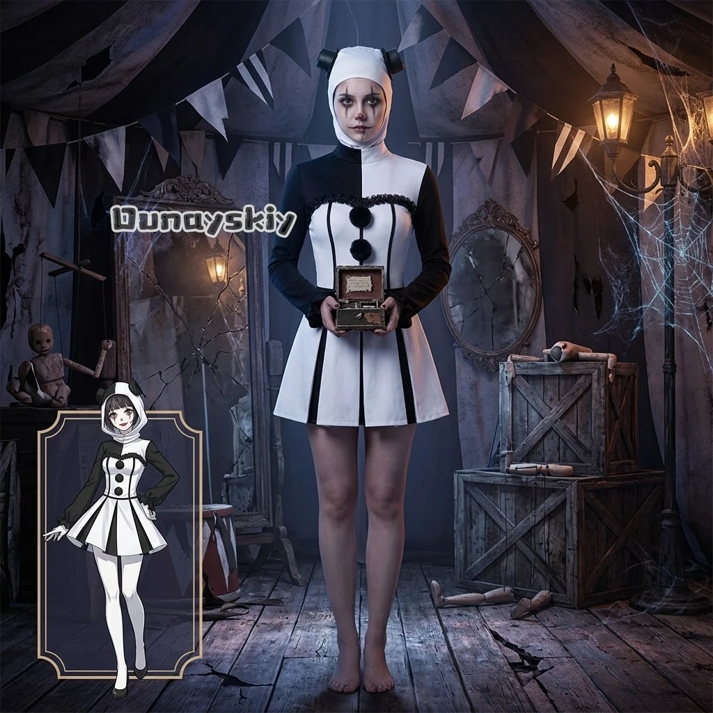 ​ ​ ​ ​ ​ Costume de cosplay de clown à l'âme brisée d'Halloween, saison 4, costume de clown horrifique de la résurrection pour spectacle de fête, uniforme de cosplay