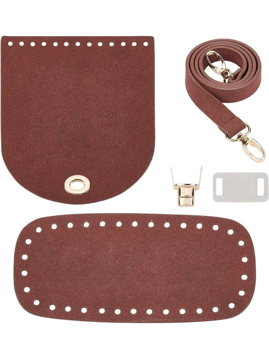 DIY Knitting Crochet PU Leather Bag Nail Bottom Shaper Mat Insert Cushion Base with Holes Snap Hook Clasps Fit for Handbag