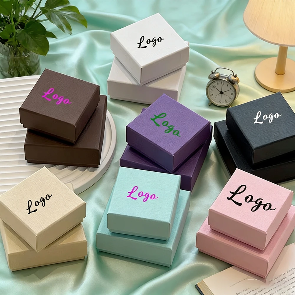 50 قطعة صندوق قلادة مع الإسفنج منظم مجوهرات مخصص هدية صناديق التعبئة والتغليف أقراط حلقة تخزين الحاويات ل حلية