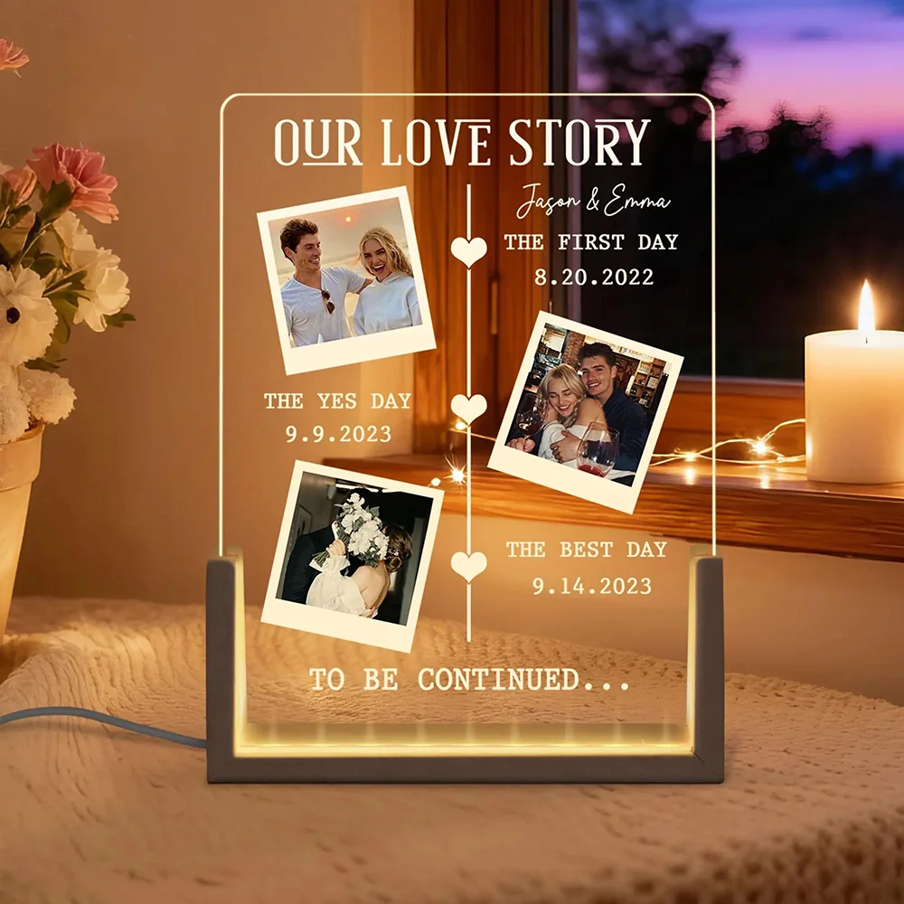 

Personalized Photo LED Night Light Desktop Light Anniversary Valentine Engagement Gift Warm Home Decor Ideal Gift for Lovers