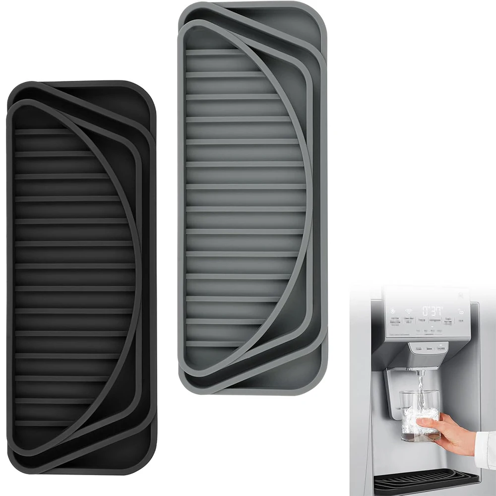 LMETJMA Kühlschrank-Auffangschalen-Set: Silikon-Wassersammelschalen, zuschneidbarer Wasserspender-Unterlage-Schutz