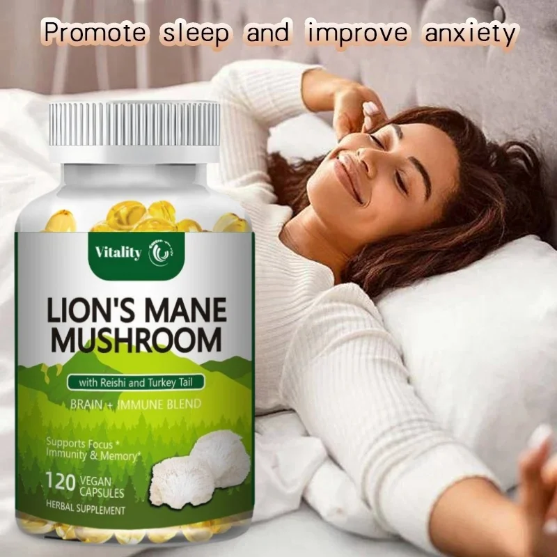 Vitality Lion\'s Mane Mushroom Extract Supplement for Mood and Sleep Health, Non-GMO, Gluten-free