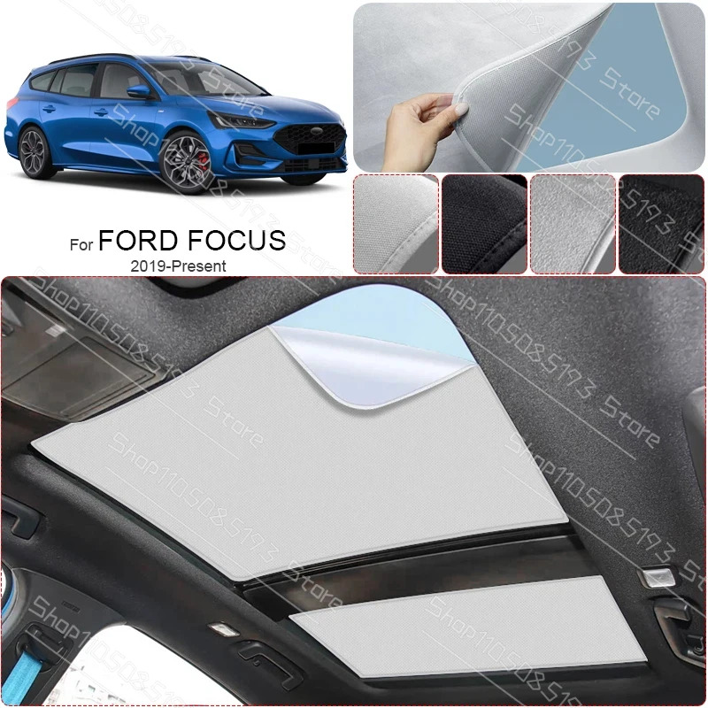 Parasol de Techo Solar de Tela de Gamuza con Adsorción Electrostática para Ford FOCUS Hatchback WAGON 2019-2026, Aislamiento Anti-UV para Techo Corredizo