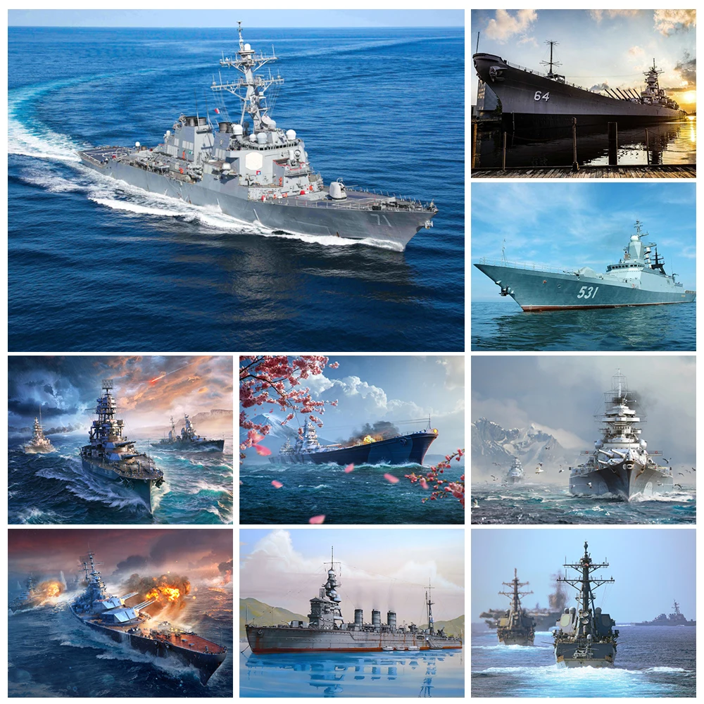 Warships Diy Diamond Painting Kit Cruiser And Destroyer Picture 5D Diamond Embroidery Cross Stitch Adult Handicraft Home Decor