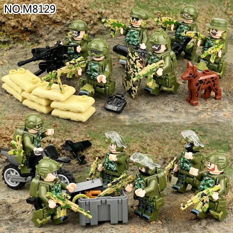 

Meigao military miniature M8129 wild wolf field army children's small particle building block toy cross-border