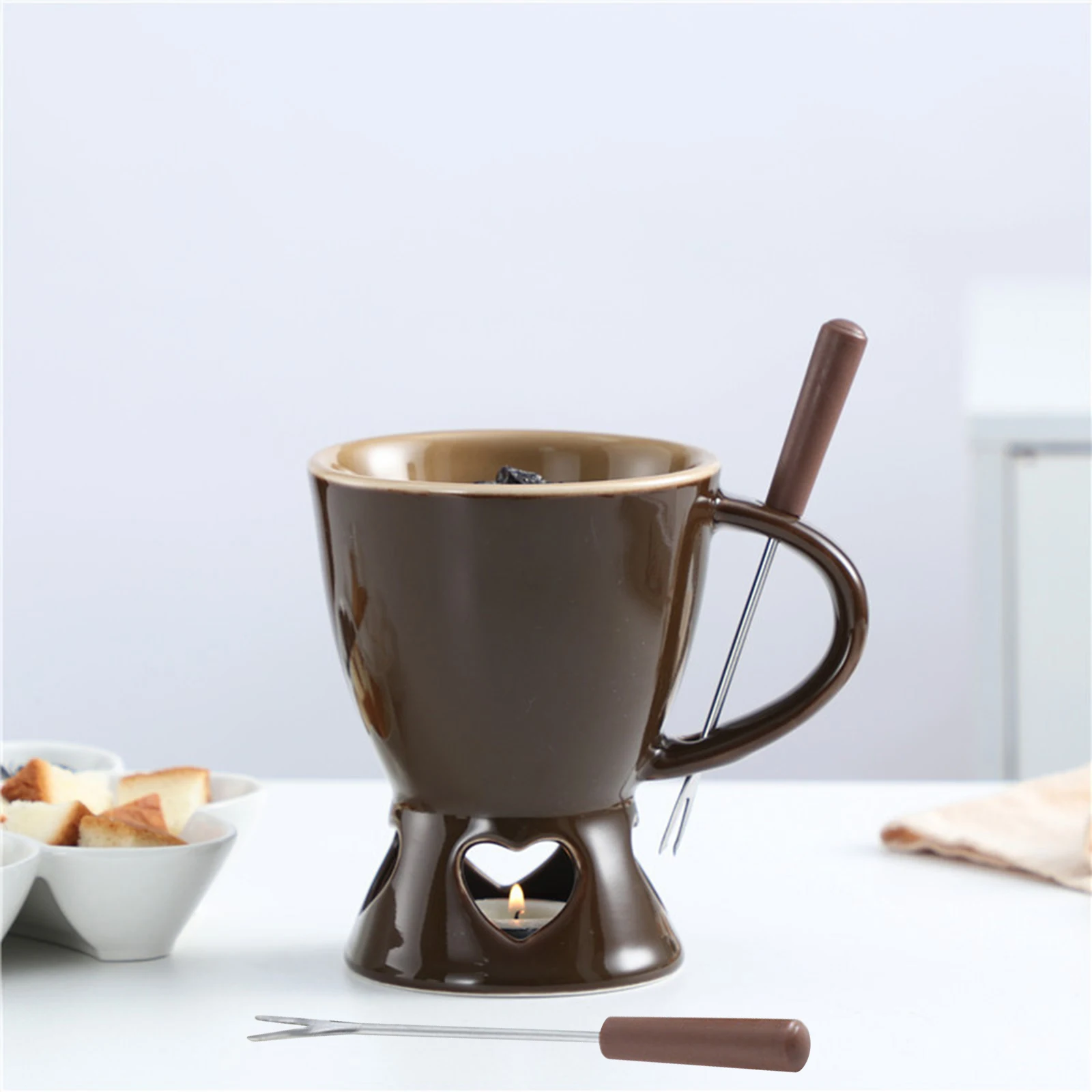 Ensemble de marmites à chocolat en céramique, tasse de cuisson fondante, fondeur de chocolat pour anniversaire, chauffe-poupée à manger au fromage, 200ml