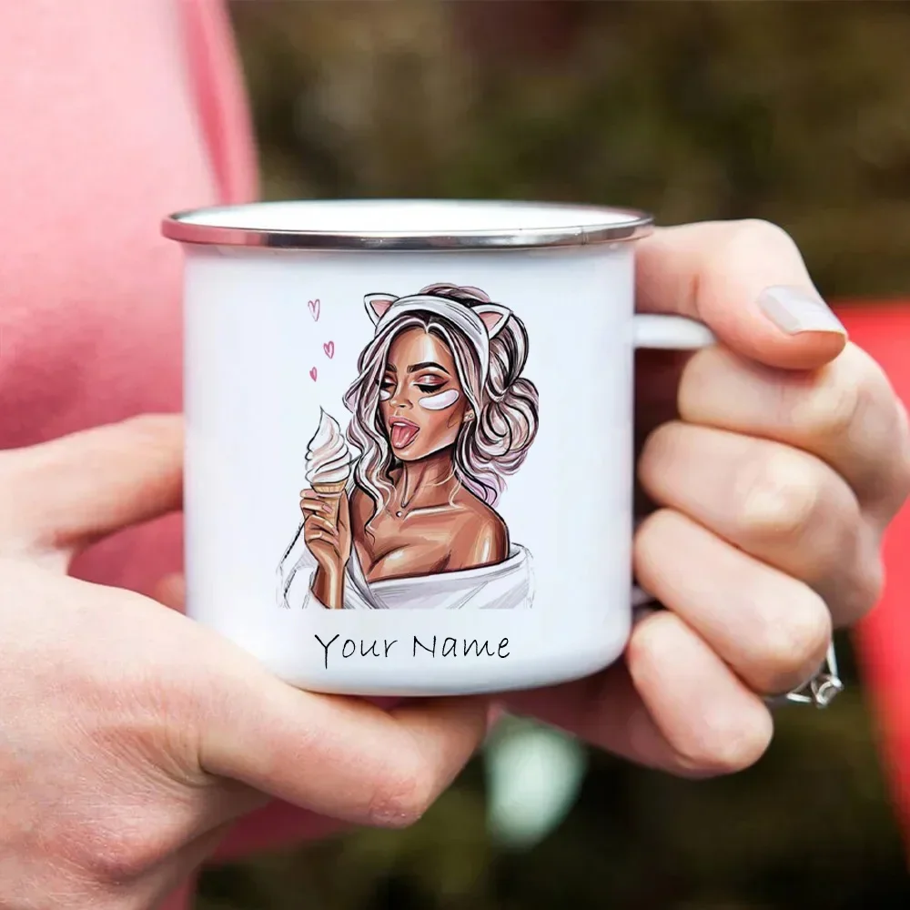 Customize Your Girlfriend's Name Enamel Mug Exclusive Cup Personalized Gift Cups for Coffee and Tea Sublimation Tumbler Cupshe